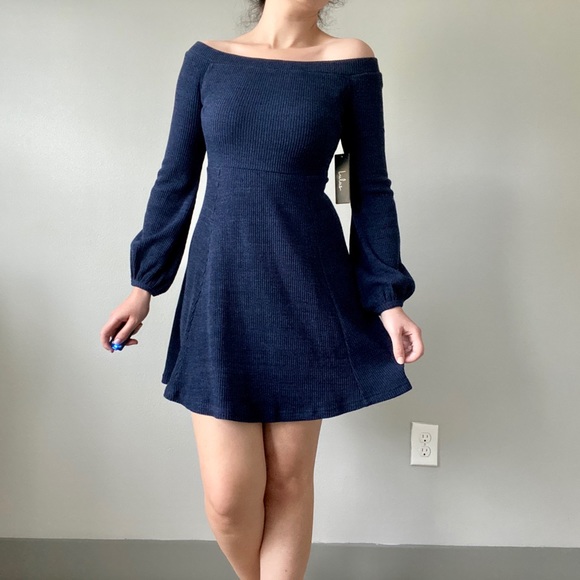 NEW Lulu’s Off the Shoulder Sweater Dress - Picture 2 of 6